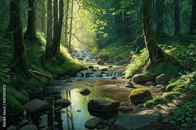 tranquil nature serene forest scene