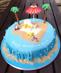 Easy birthday cake decorating ideas. Beach Themed Retirement Cake Retirement Cakes Beach Birthday Cake Beach Cakes