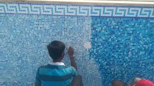 grout filling in swimming pool