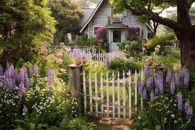 Garden Gate With A White Picket Fence