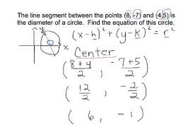 equation of circle given endpoints of