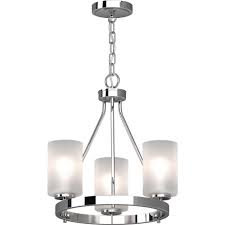 Volume Lighting Emery 3 Light Chrome Indoor Mini Hanging Chandelier With Frosted Glass Cylinder Shades 4753 3 The Home Depot