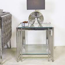 Clear Glass End Side Display Table