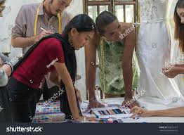 Fashion Designer Asian Woman Working Group Stock Image