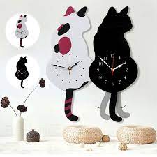 Nordic Cat Wagging Tail Wall Clock In