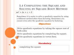Ppt 5 4 Completing The Square And