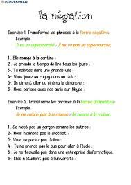 Ejercicio de Y5 y6 la négation | Hojas de trabajo francés, Enseñanza de  francés, French expressions