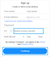 create yahoo email without phone number