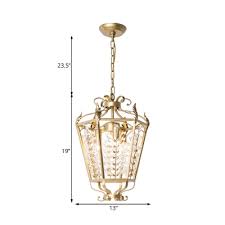 Clear Crystal Lantern Pendant Lighting Vintage 3 Lights Foyer Chandelier Lamp In Gold Beautifulhalo Com