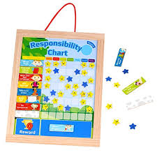 Timy Wooden Rewards Chore Chart Responsibility And Behavior Star Chart Daily Magnetic Calendar For Kids
