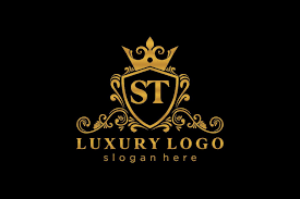 initial st letter royal luxury logo