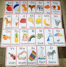 Alphabet songs typically recite the names of all letters of the alphabet of a given language in order. Large Alphabet Flash Cards Letters Words Pic Childminder Teaching Resource Ebay