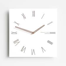 square wall clock white wooden