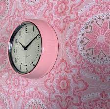 Pink Retro Kitchen Clock Plint Soft