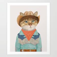 Rodeo Kitten Art Print By Animal Crew