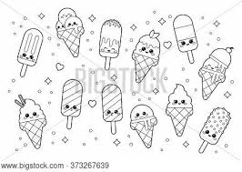 Explore a variety of printable coloring pages with popular characters. Cute Kawaii Set Ice Vector Photo Free Trial Bigstock