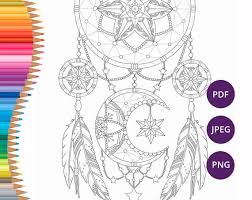 Collection of dream catcher coloring pages (22) printable dream catcher coloring page zen coloring dreamcatcher Dreamcatcher Coloring Pages Adult Coloring Book Printable Etsy