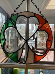 Stained Glass Irish Flag Shamrock