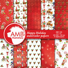 Christmas Paper Pack Watercolor Holiday Planner Pack Christmas Papers Holiday Watercolor Papers