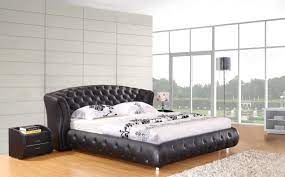 leo cow leather bed king size black