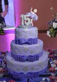 3 Tier Lavender Round 15th Birthday Cake For Girl With The Number 15  gambar png