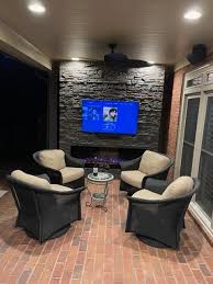 Patio Fireplace And Tv Accent Wall