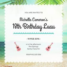 18th Birthday For Her Luau Invitation Card Templates By Canva