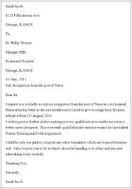 Professional Letter Of Resignation Nurse Cover Letter Format And