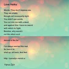 love haiku love haiku poem by yana djin