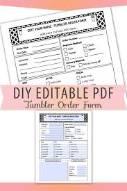 Diy Editable Pdf Tumblers Order Form Vinyl Decals Sheet Letter Size Forms Sales Sheet Orders Custom Tumblers Instant Download Template