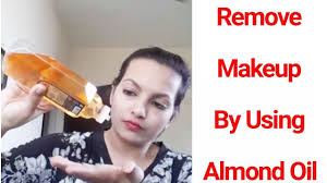 remove makeup by using almond oil