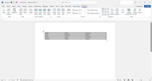 rotate table in word