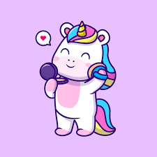 cute unicorn wearing makeup cartoon