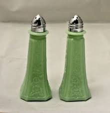 new jade green glass salt pepper
