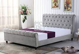 Beautiful Db Grey Velvet Stud Bed Frame