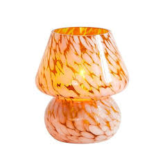 Cinkeda Haslom 7 25 In Brown Mushroom Glass Bedside Table Lamp
