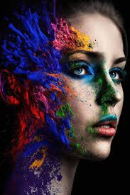portrait colorful double exposure makeup