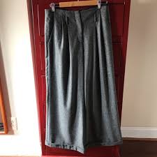 Magaschoni Gray Wool Pants Wide Legs Fitted Waist