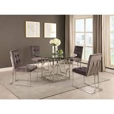 Modern Round Glass Dining Table Silver