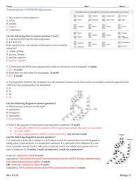 Name ___ Transcription Codons Questions 1 The Product Of