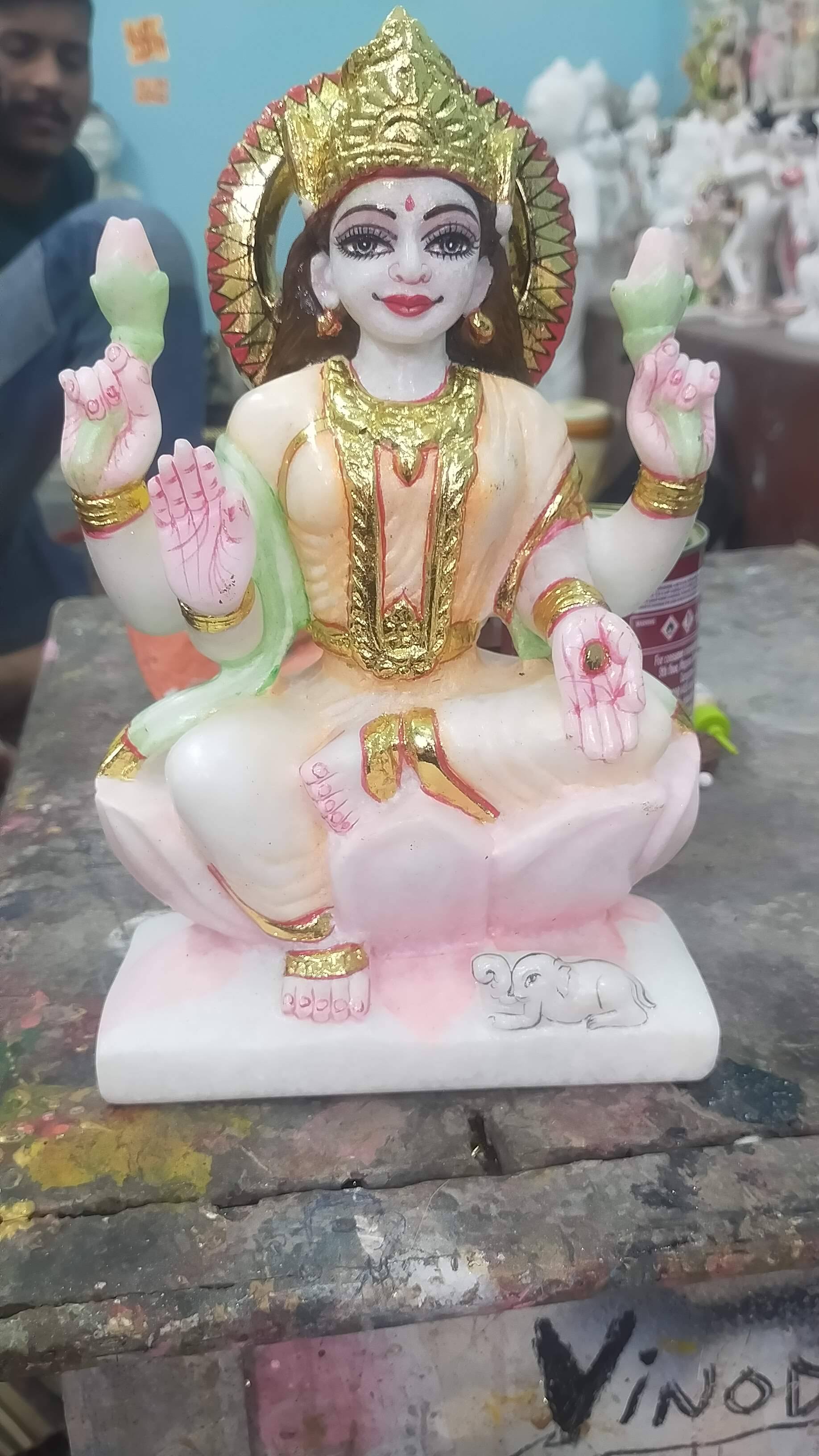 Exquisite Marble Lakshmi Statue for Wealth & Prosperity product image
