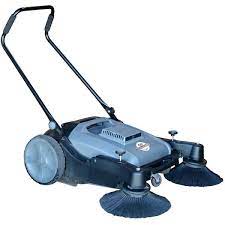push sweeper with triple power brooms