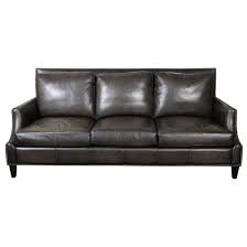 bernhardt leather sofa with nailhead