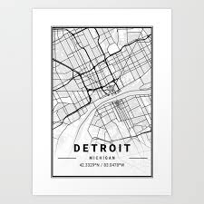Detroit Light City Map Art Print By