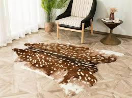 faux fur sika deer print area rug