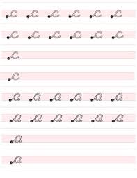 Cursive Handwriting Worksheet On Pink Lined Paper