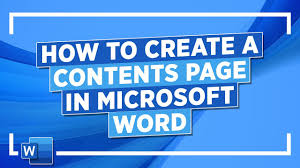 how to create a contents page in word