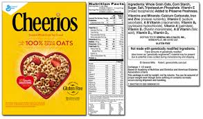 Cheerios Nutrition Label Honey Nut Cheerios Cereal Nutrition