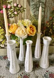 6 Milk Glass Vases For Flowers Vases