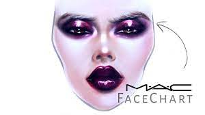 mac face chart drawing with makeup on